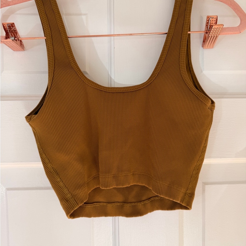 Aerie Ribbed Brown Gym Sports Top - Picture 3 of 3